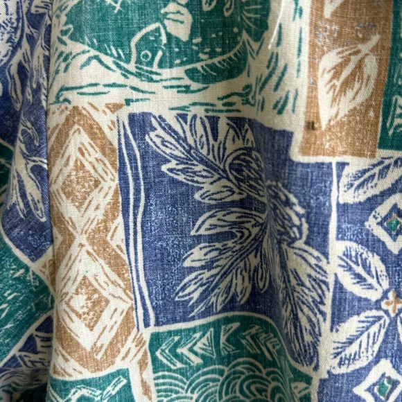 Men's Hawaiian Reverse Tribal Ethnic Print Turtle Casual Aloha Shirt - Picture 4 of 6